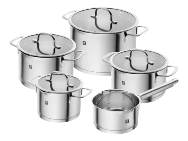 ZWILLING TrueFlow - Matlagningssats med lock - 5 artiklar - rund - silver