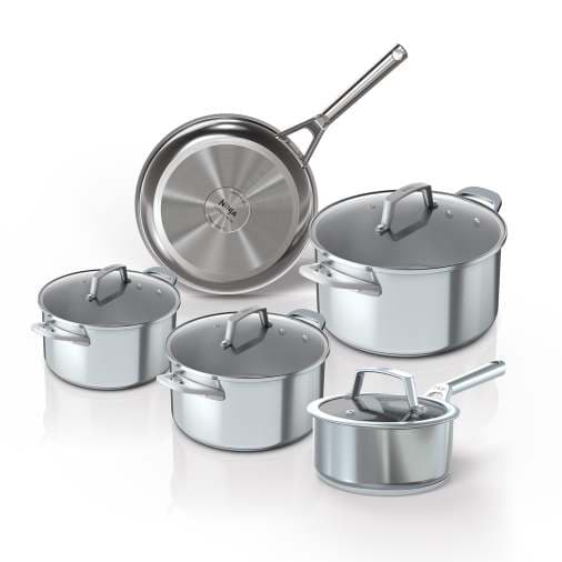Ninja ZEROSTICK 5-part Pot- and Pan-Set in Stainless Steel – C65000DE