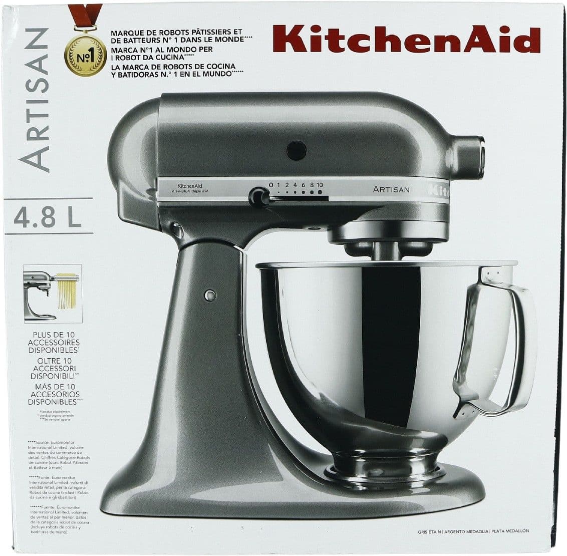 KitchenAid Artisan 5KSM175PSEMS - Köksmaskin - 300 W - medaljongsilver
